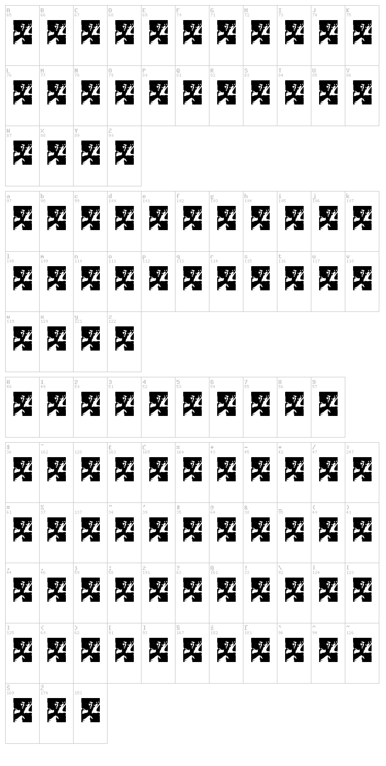 Bruce Lee font map